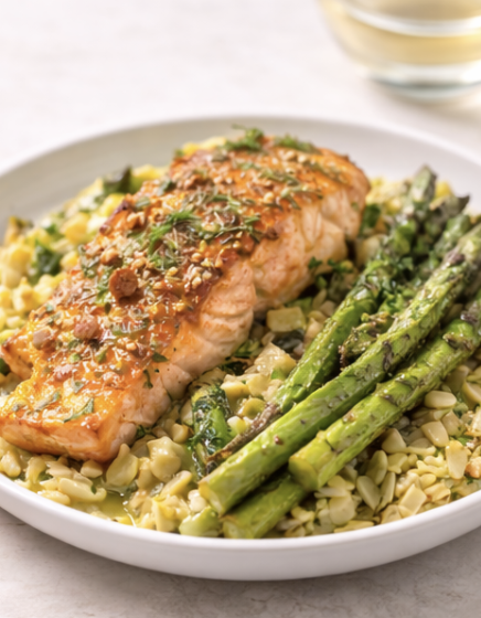 Saumon fondant, orzo crémeux aux poireaux & citron – uniquement le vendredi