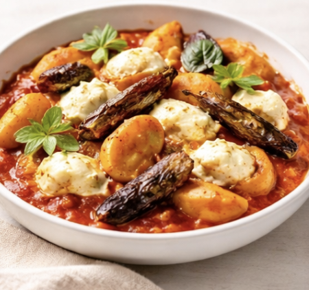 Gnocchi maison citron ricotta, sauce tomate, carottes colorées